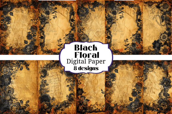 Black Floral Sepia Paper Backgrounds: A Designer's Moody Canvas