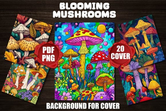 Blooming Mushrooms Backgrounds for Cover: A Creative Escape