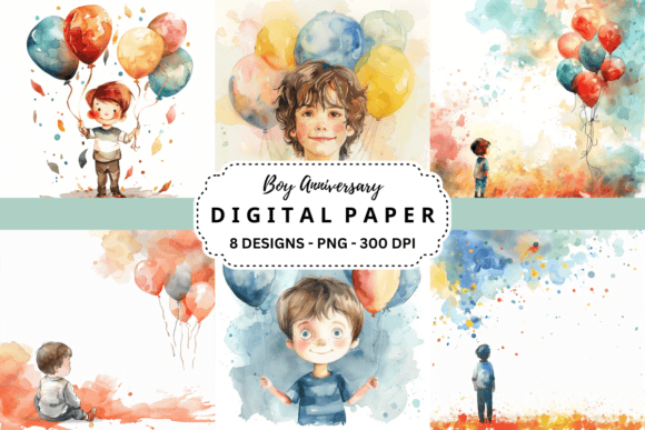 Boy Anniversary Backgrounds: Instant Design Versatility