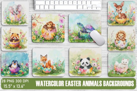 Charming Easter Art: Cute Animals in Egg Backgrounds