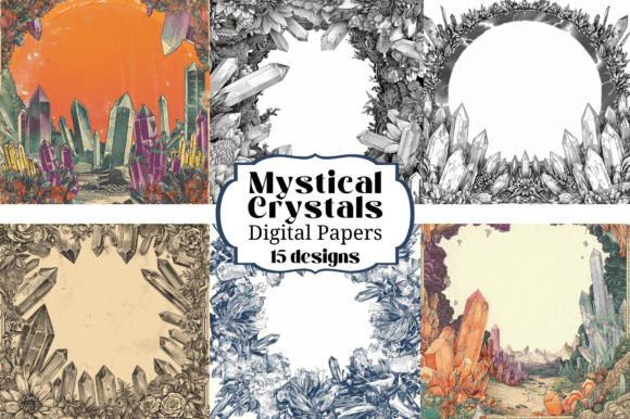 Elevate Your Designs with Cool Crystals Digital Paper Backgrounds