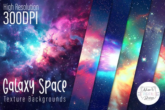 Galaxy Space Texture Backgrounds Pack for Designers