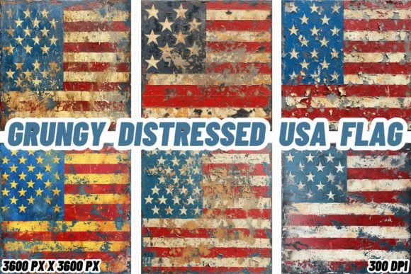 Grungy Distressed USA Flag Backgrounds: Authentic Visual Texture