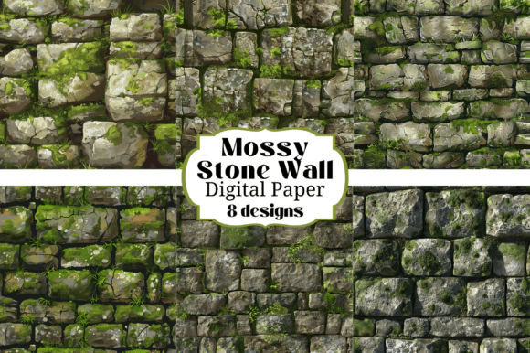 Mossy Stone Wall Seamless Backgrounds for Your Projects