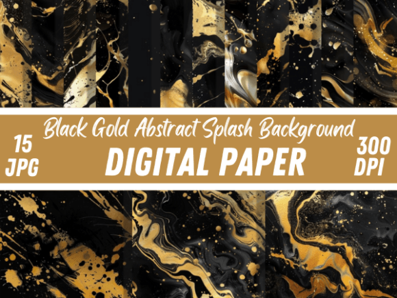 The Bold Allure of Black Gold Abstract Splash Backgrounds