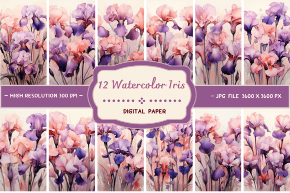 Watercolor Iris Backgrounds: A Shabby Chic Floral Resource